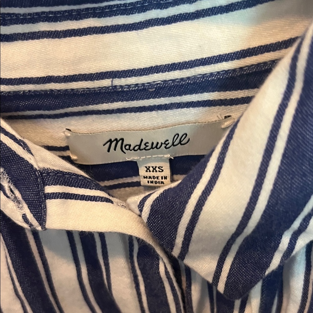 Madewell 100% cotton oversized blue and white striped top - Picture 2 of 5